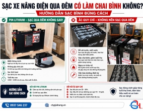 Sạc xe nâng điện qua đêm có làm chai bình không? Hướng dẫn sạc bình đúng cách