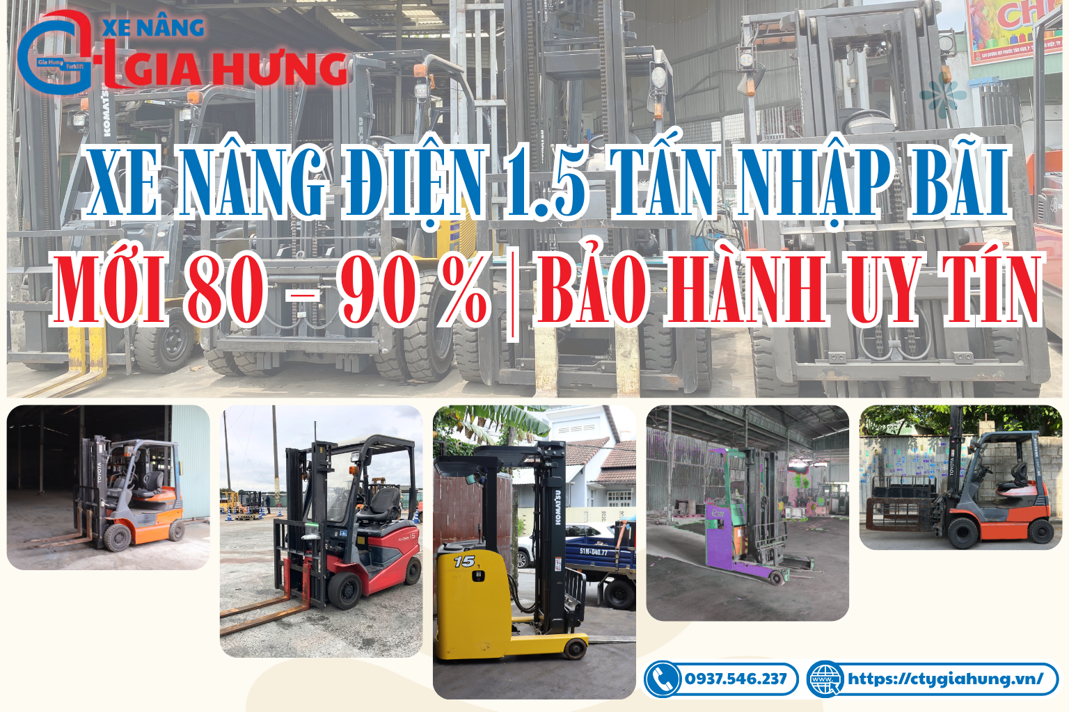 Xe nâng điện 1.5 tấn nhập bãi