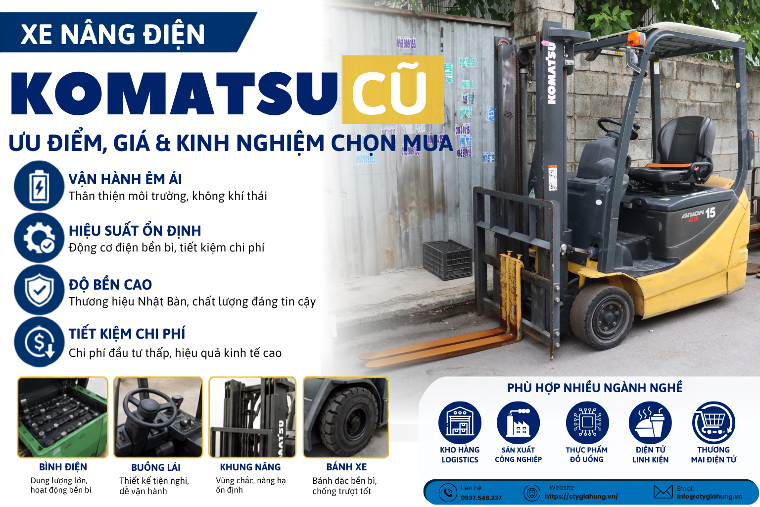 xe nâng điện Komatsu cũ Nhật Bản