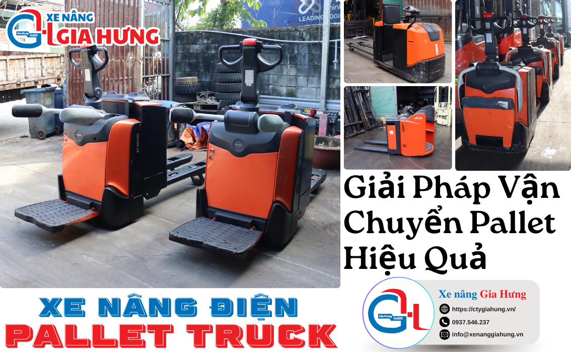 Xe nâng điện pallet truck vận chuyển pallet trong kho